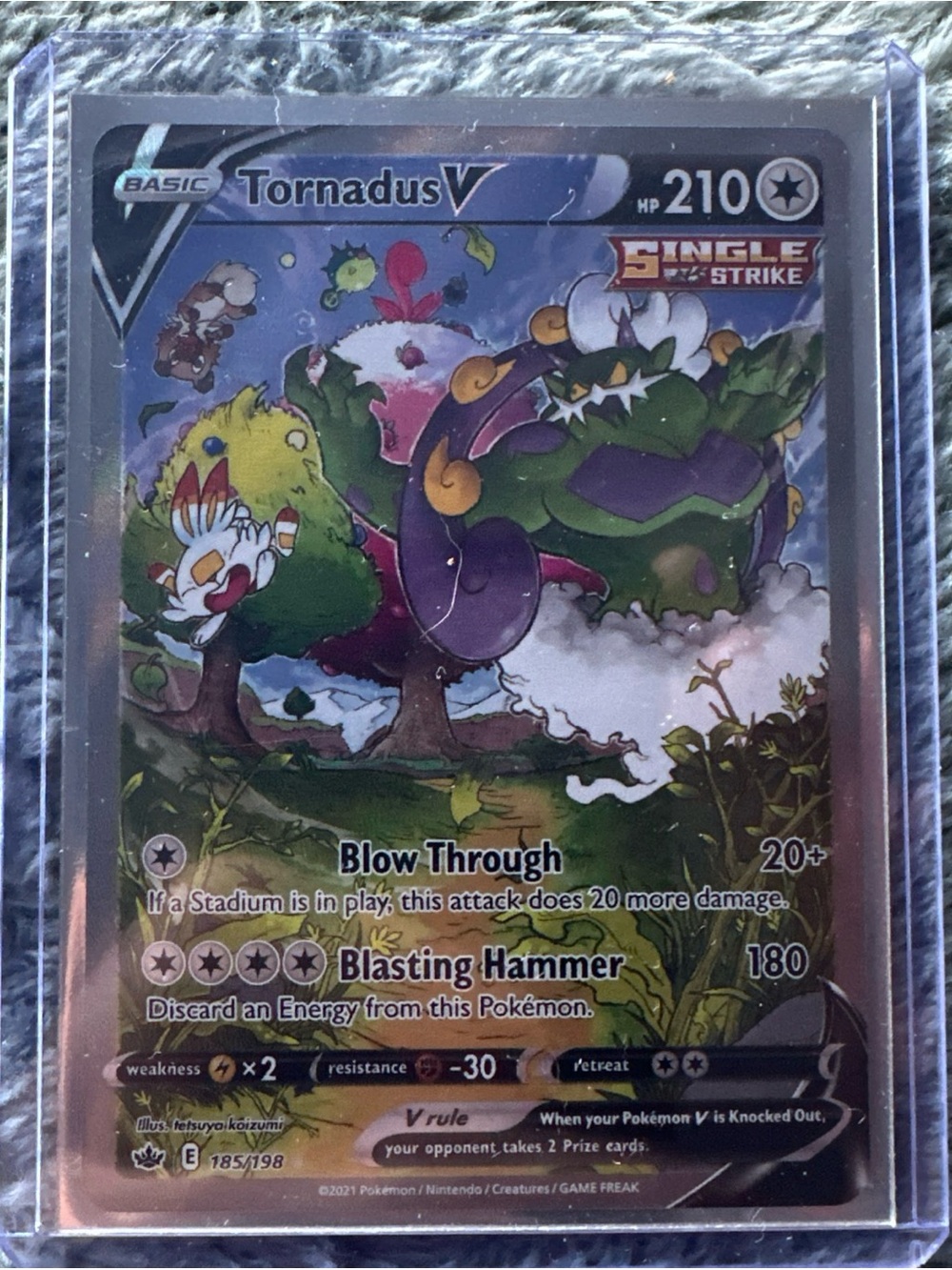 Pokemon Tornadus V Holographic Card – Green, Purple, White MINT CONDITION